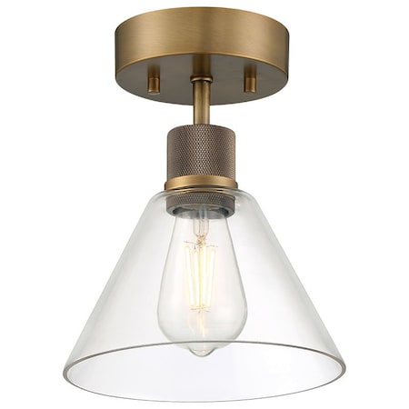 Access Lighting Port Nine Martini, Martini LED SemiFlush, Antique Brushed Brass Finish, Clear Glass 63146LEDDLP-ABB/CLR